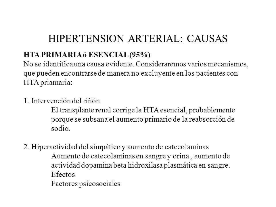 Efectos de la hipertension arterial primaria